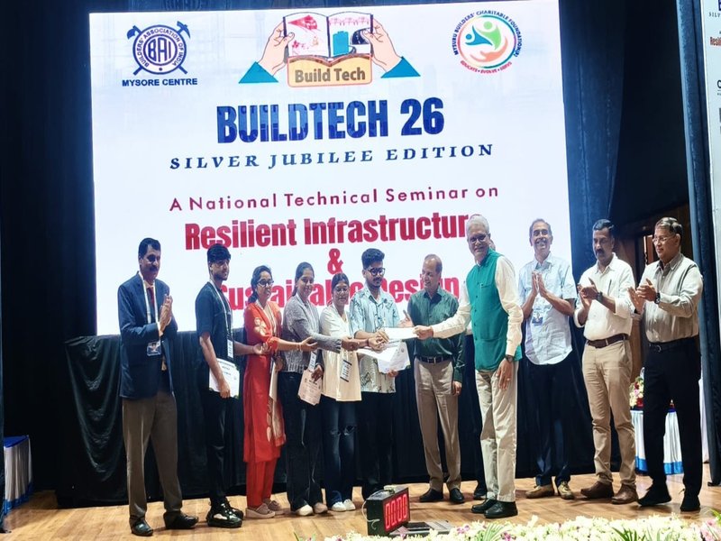 MRIT Civil Engineering students receiving recognition at BUILDTECH ’26
